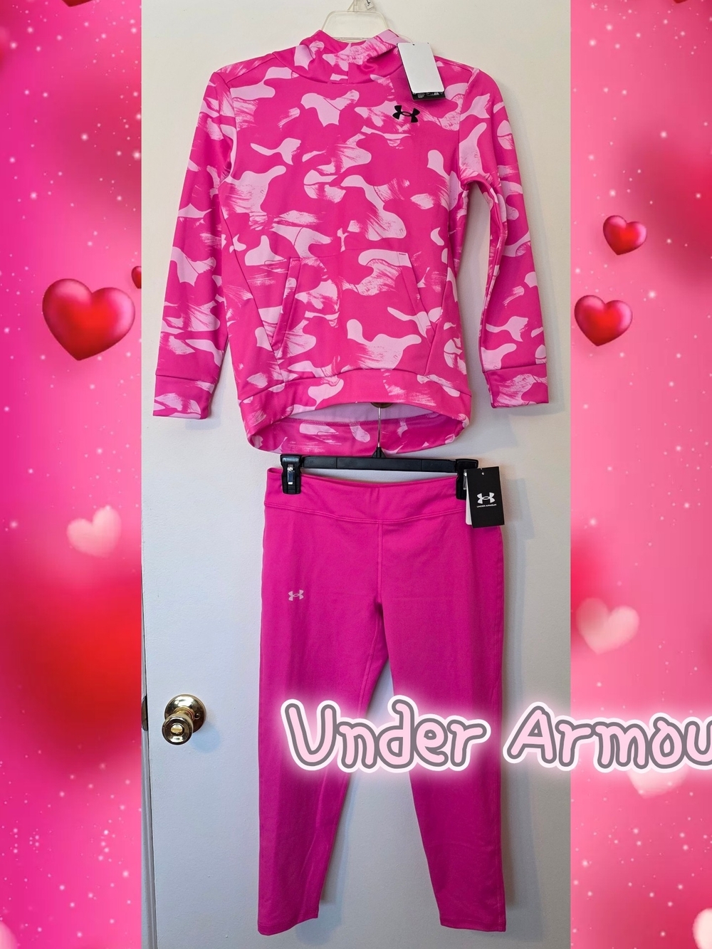 Under Armour Pink Camo Top & Solid Leggings Set (READ DESCRIPTION)